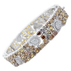 25.66 Carat Total Fancy Brown Diamonds Bracelet in 18 Karat White Gold