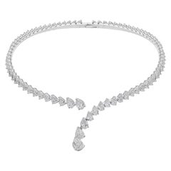 25,68 Carati SI/H Diamante Naturale Collana a girocollo aperta in oro bianco 14 carati