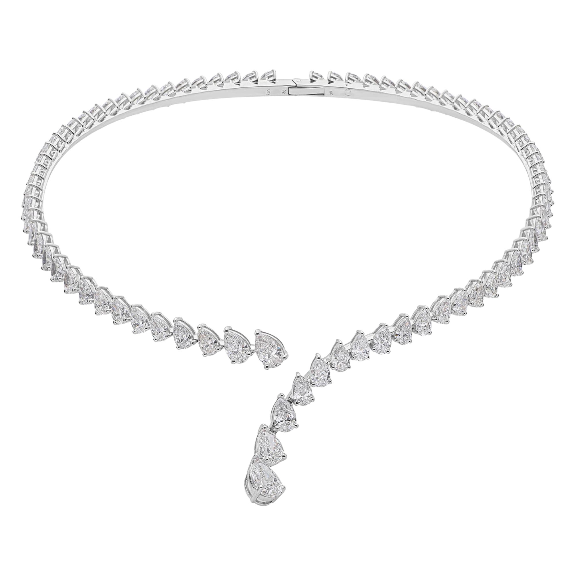 25.68 Carat SI/H Natural Diamond Open Choker Necklace Or blanc 18 Karat