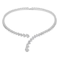 Collar gargantilla abierto de diamantes naturales SI/H de 25,68 quilates y oro blanco de 18 quilates