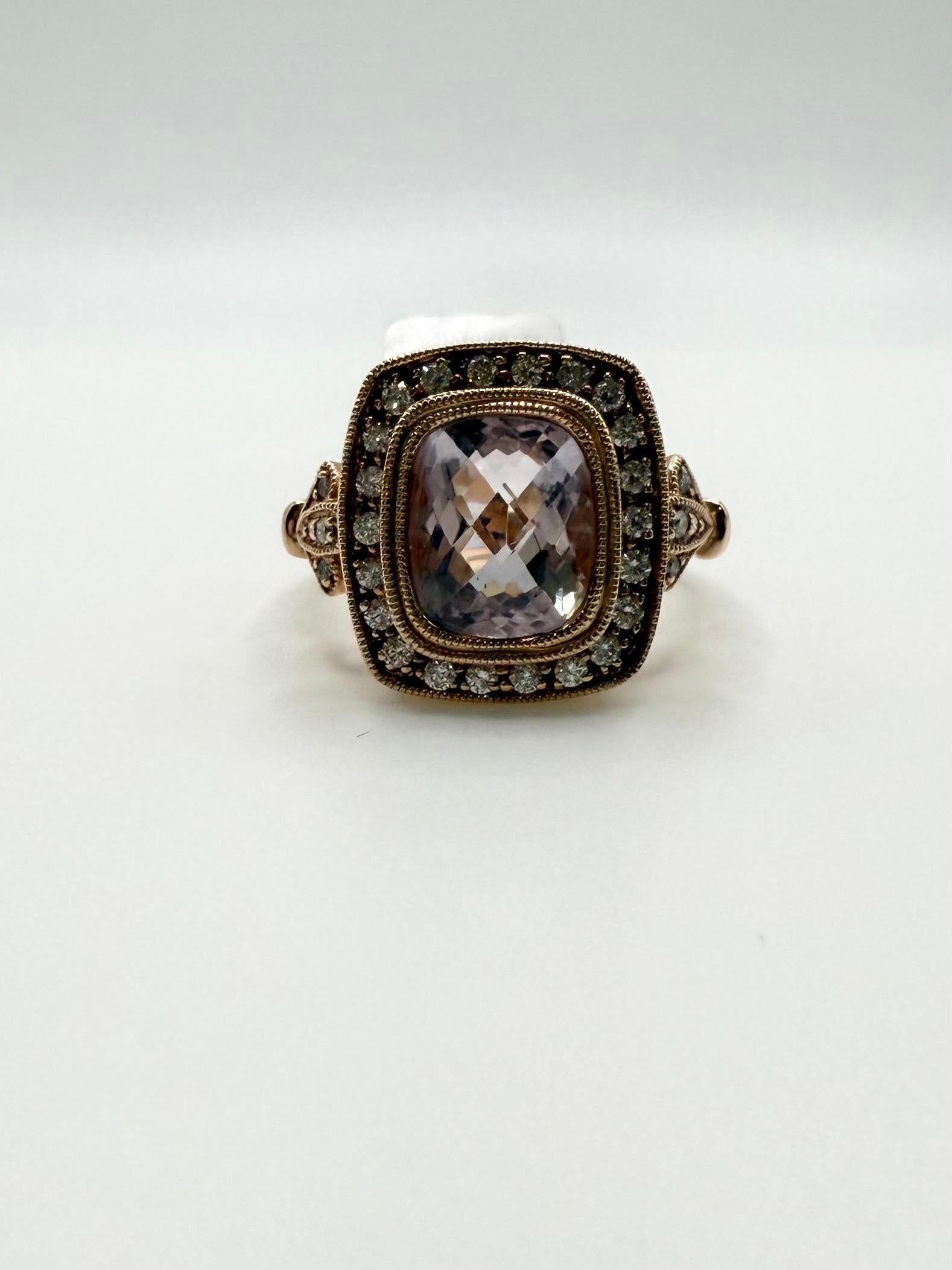Anello con diamante Ametista De France 2,56ct in oro 14KT stile vittoriano in vendita 1