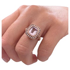 Anello con diamante Ametista De France 2,56ct in oro 14KT stile vittoriano