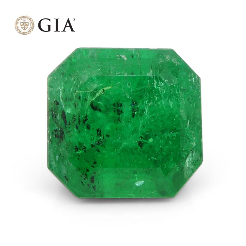 2.56ct Octagonal/Emerald Green Emerald GIA Certified Colombia   For Sale 8