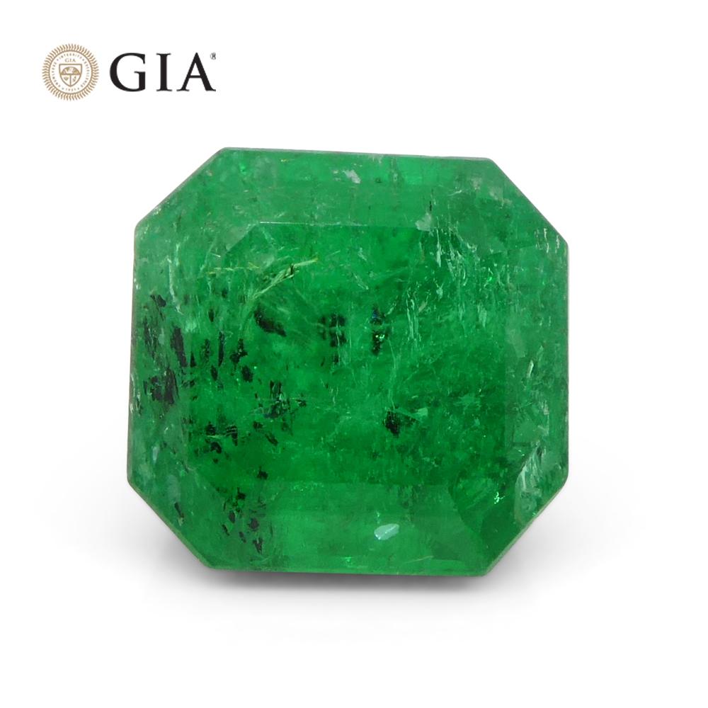 2.56ct Octagonal/Emerald Green Emerald GIA Certified Colombia   For Sale 1