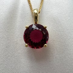 2.56ct Rubellite Tourmaline Pink Orange Fancy Round Cut 18k Yellow Gold Pendant