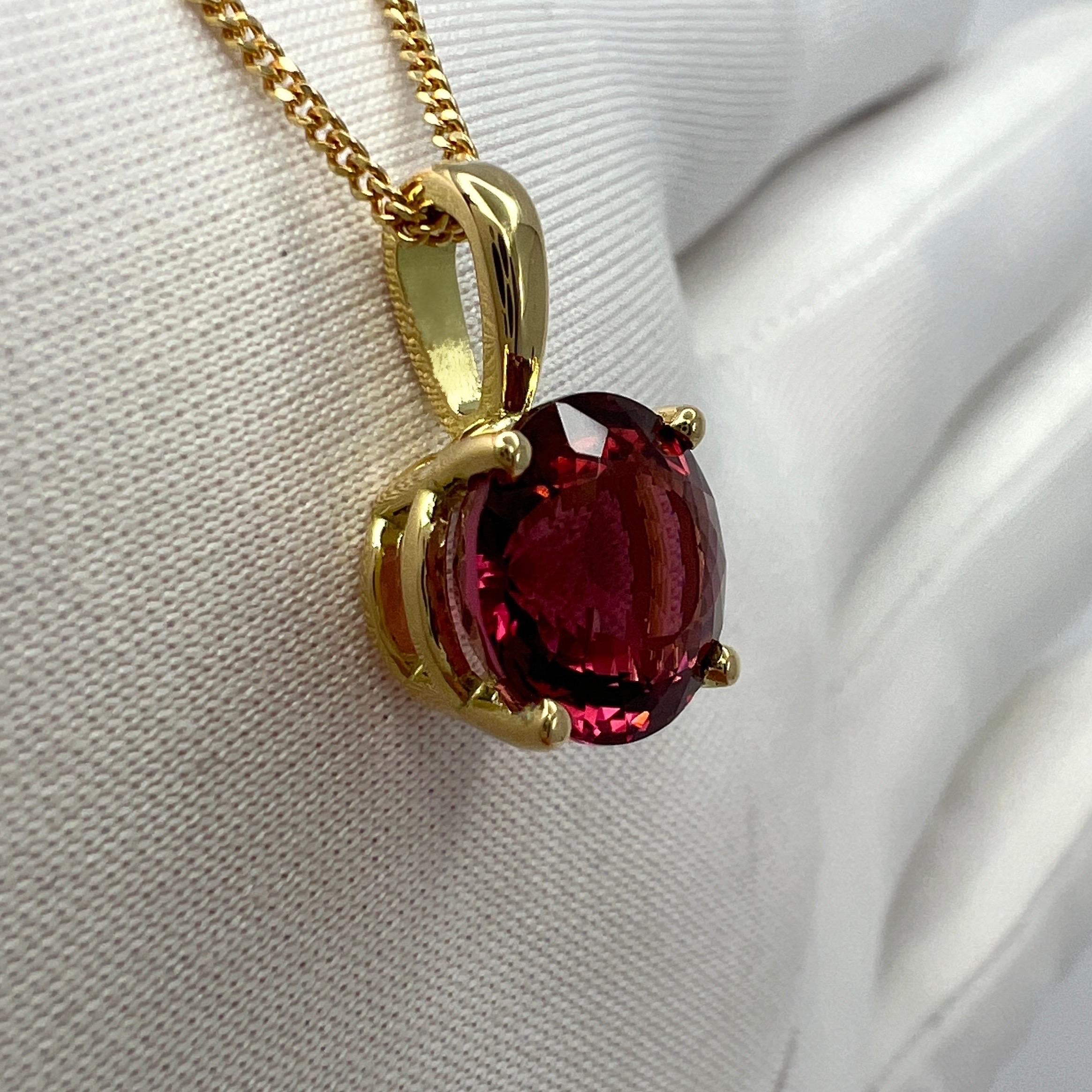 2.56ct Rubellite Tourmaline Pink Orange Fancy Round Cut 18k Yellow Gold Pendant For Sale 1