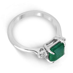 2.56tcw 14K Lush Dark Green Genuine Emerald-Asscher Cut & Diamond 3 Stone Ring