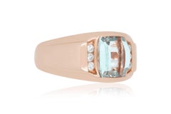 2.57 Carat Aquamarine and 0.17 Carat Diamond Men's Ring