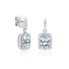 Sunita Nahata Aquamarine 2.57ct. Drop Earrings in 18KWG with Diamond