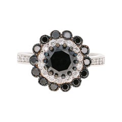 2.57 Carat Black and White Diamond 14 Karat White Gold Engagement Ring