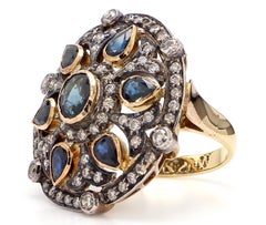 2.57 Carat Blue Sapphire and Diamond Gold Ring