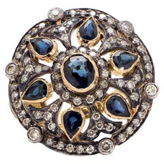 2.57 Carat Blue Sapphire and Diamond Gold Ring