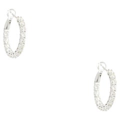 2.57 Carat Diamond Inside Out Hoop Earrings 14 Karat in Stock