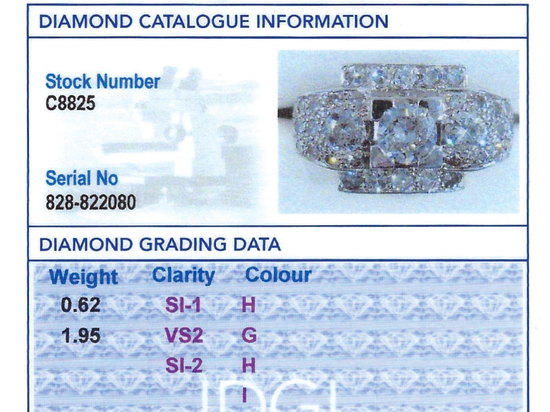 2.57 Carat Diamond Platinum Ring - Art Deco - Antique Circa 1930 For Sale 4