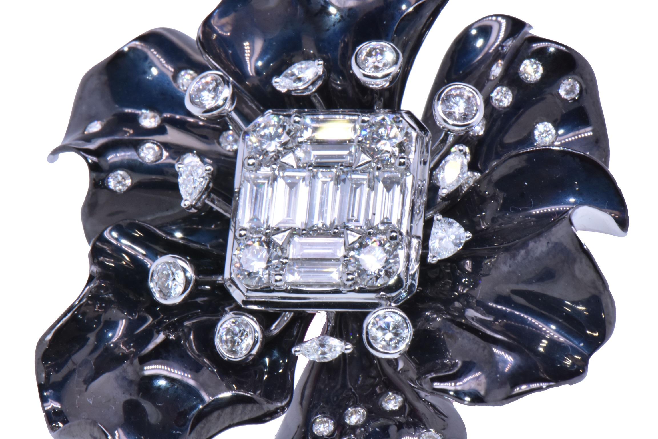 Women's 2.57 Carat Diamond White Gold Ring For Sale