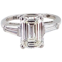 2.57 Carat Emerald Cut Diamond Platinum Modern Engagement Ring GIA Certified