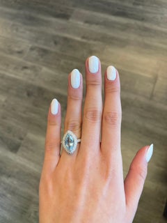 2.57 Carat Marquise Aquamarine with Pave Set Diamonds Ring 18 Karat White Gold