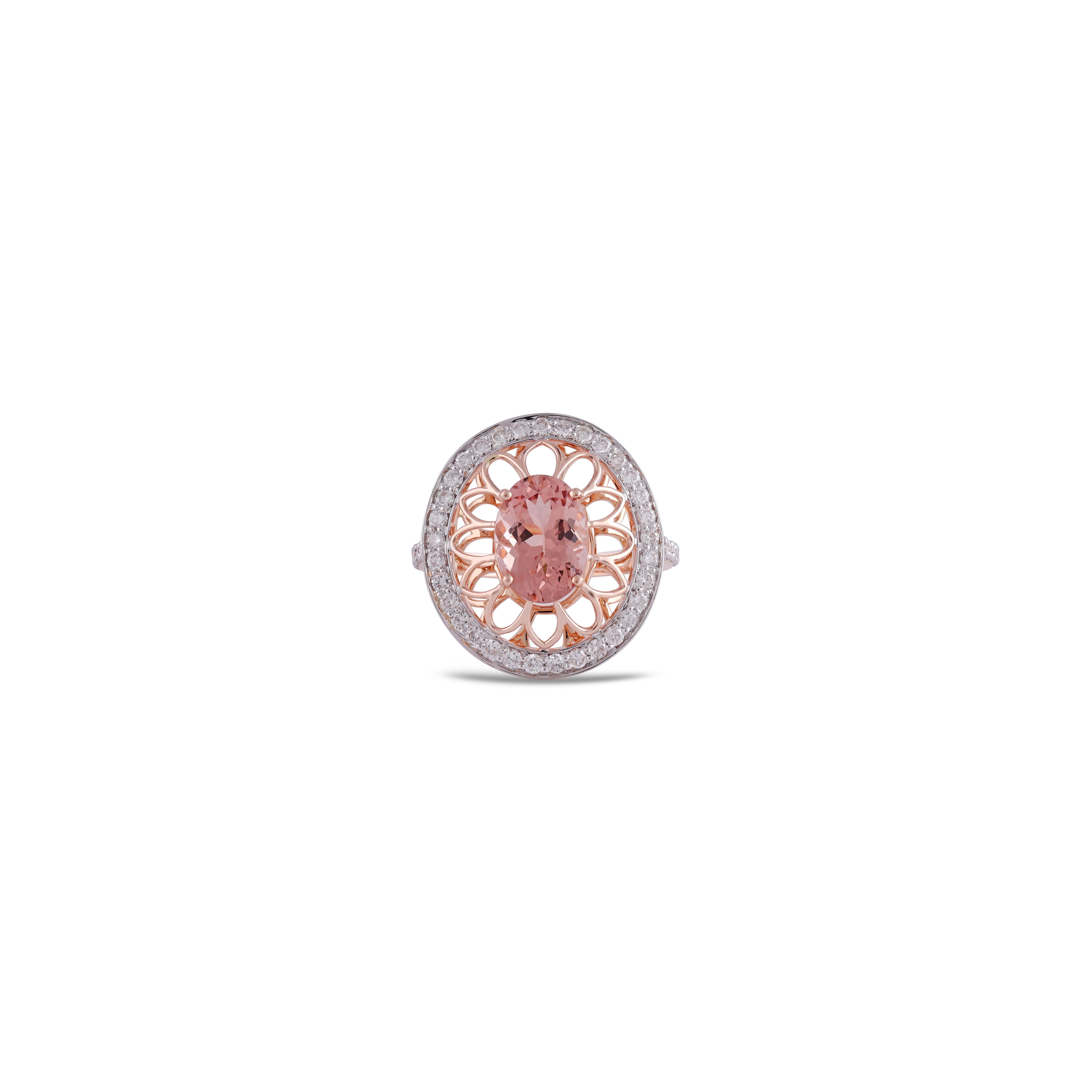 If you are looking for Morganite Ring, this is the ultimate find, (2.57 carats) of the finest Morganite color is the focal point  Perfectly matched in color, size, luster, and transparency. The color is what you want. The diamonds  surrounding the