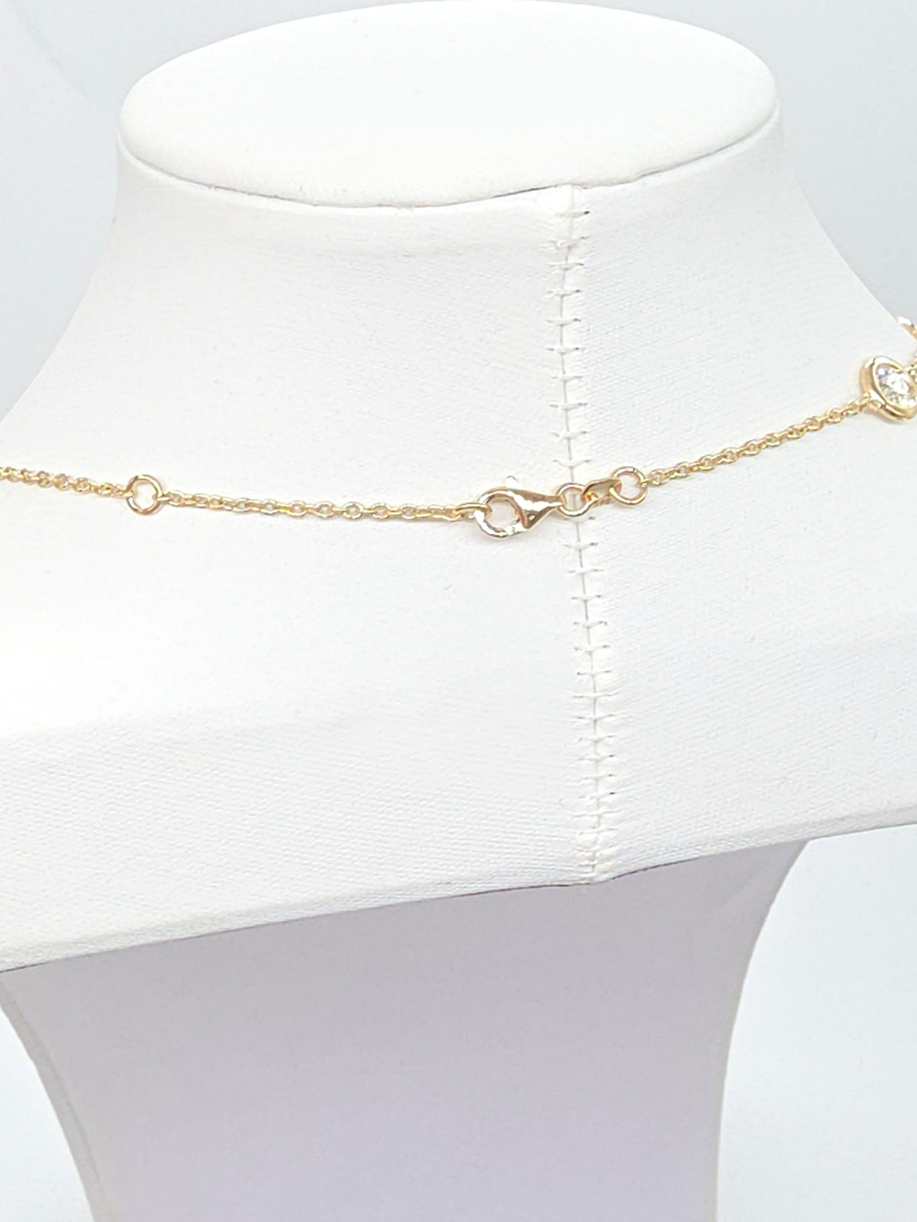 2.57 Carat Natural Diamond By The Yard Necklace 14 Karat Yellow Gold 16'' (Collier en or jaune 14 carats) Pour femmes en vente
