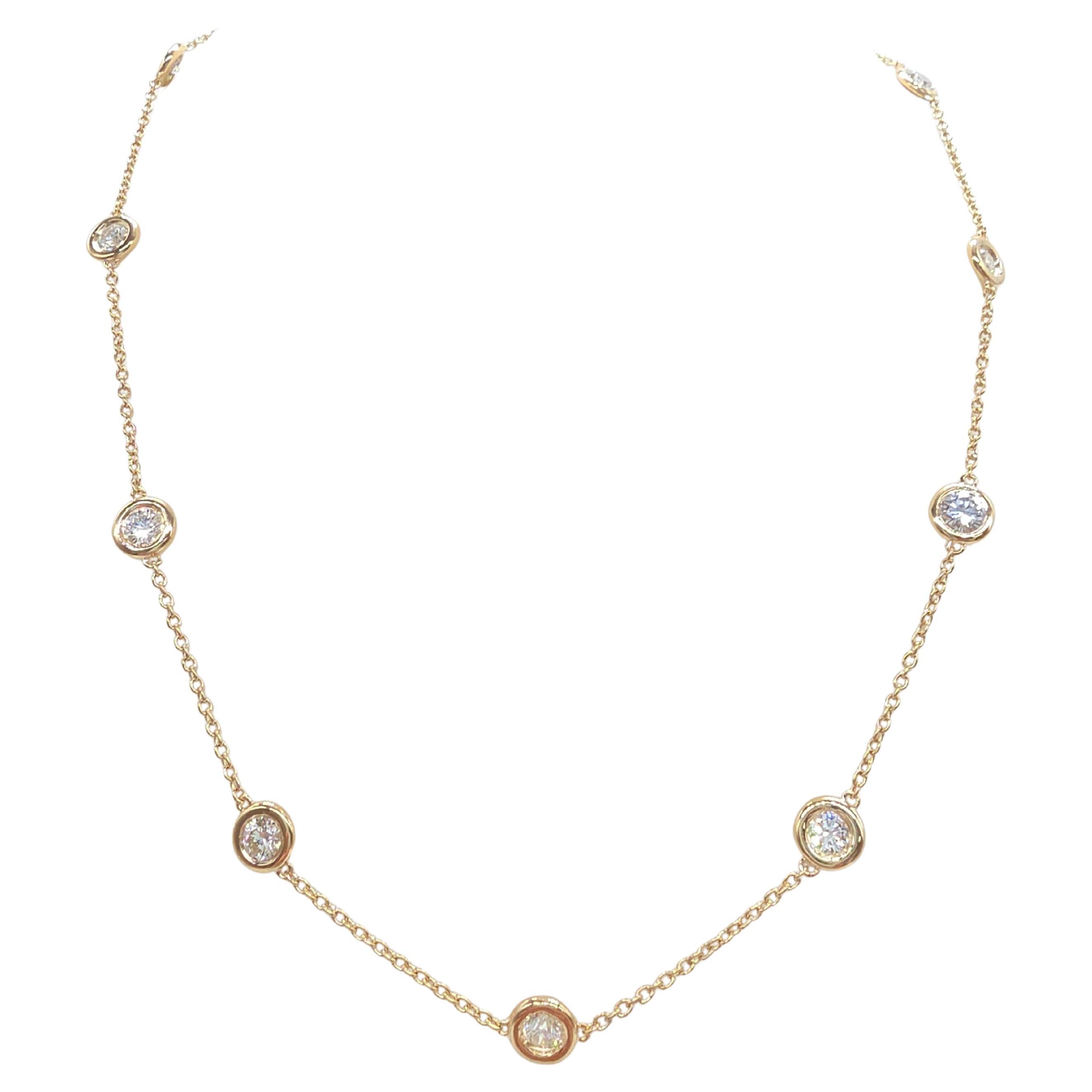 2,57 Karat Naturdiamant von der Yard-Halskette 14 Karat Gelbgold 16''
