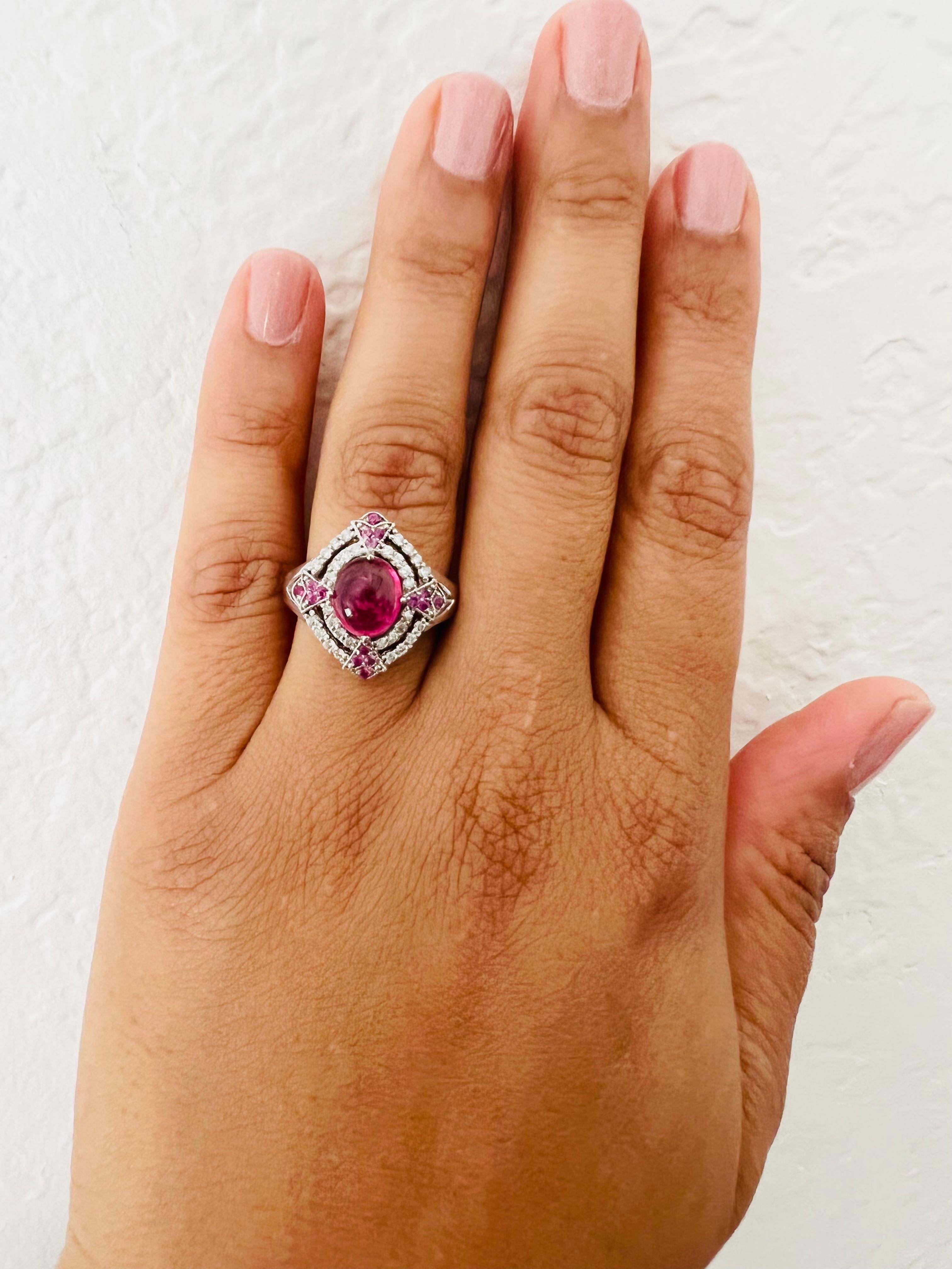 2,57 Karat rosa Turmalin Diamant 14 Karat Weißgold Ring im Zustand „Neu“ im Angebot in Los Angeles, CA