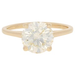 2.57 Carat Round Brilliant Diamond Ring 14 Karat Yellow Gold GIA Solitaire