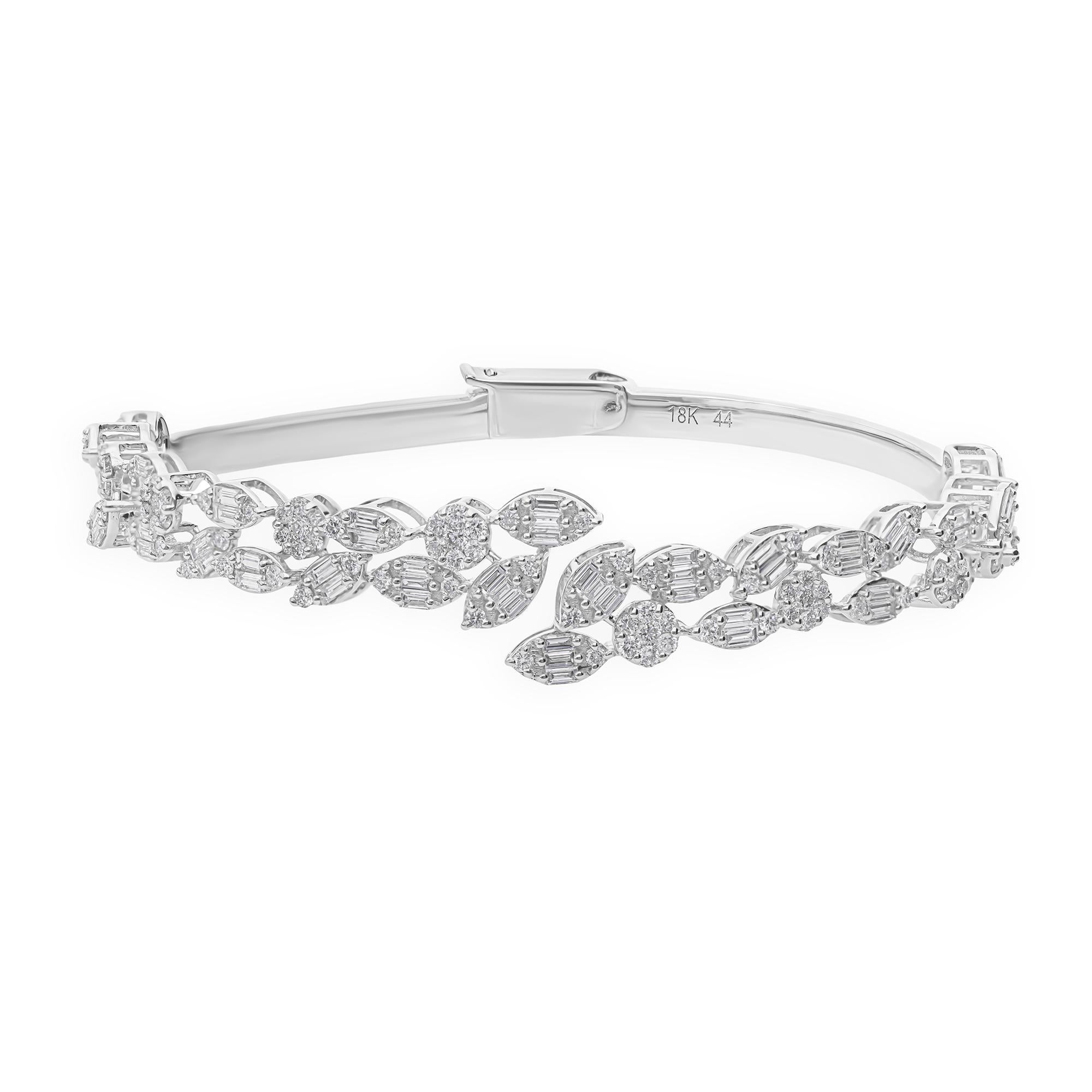 Donna Bracciale nuziale in oro bianco 14k con diamanti da 2,57 carati SI/H Tutte le tariffe pagate in vendita