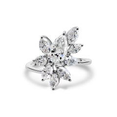 Anello nuziale da donna con cluster di diamanti naturali da 2,57 carati SI/H in oro bianco 14 carati