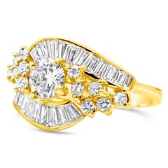 Roman Malakov 2.57 Carat Total Baguette & Round Cut Diamond Fashion Ring