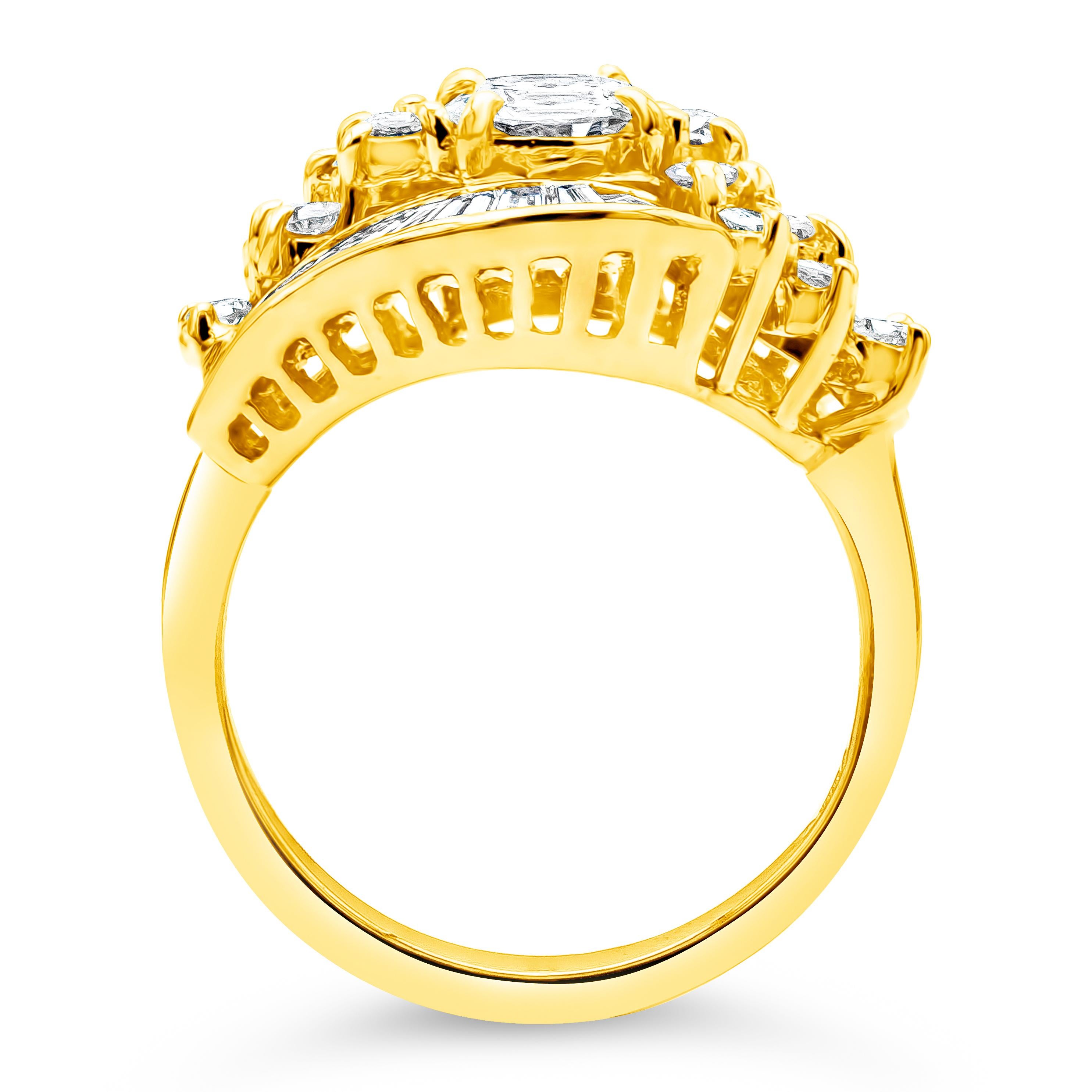 Retro Roman Malakov 2.57 Carat Total Baguette & Round Cut Diamond Fashion Ring For Sale