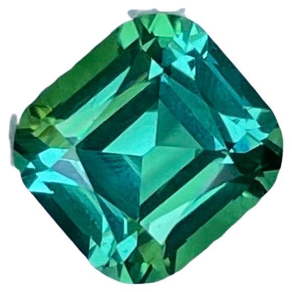 2.57 Carats Bluish Green Tourmaline Stone Cushion Cut Natural Afghani Gemstone For Sale