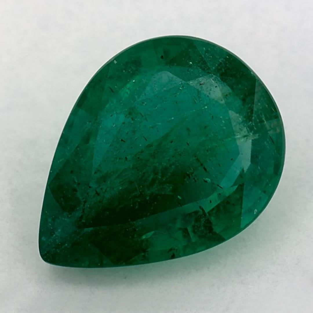 Pear Cut 2.57 Ct Emerald Pear Loose Gemstone For Sale
