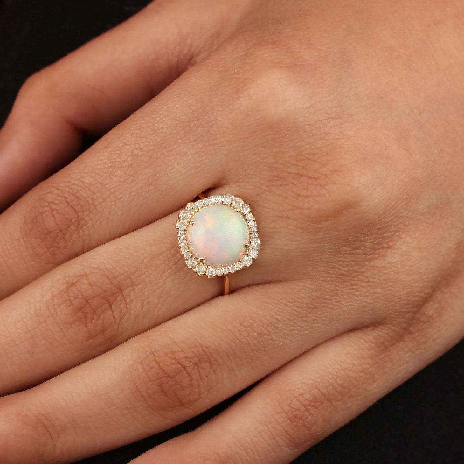 2.57 Ct Round Ethiopian Opal Solid 14k Yellow Gold Cocktail Ring Natural Diamond

A P P R O X T I M E

All items are custom made to order. Our approx time is about 6 - 10 business days. This can change during peak season

Note: There May Be Little