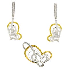 2.57 cts of Diamond Heart Pendant Set