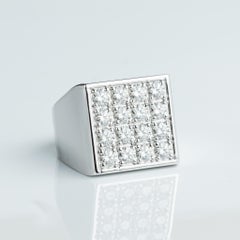 2.57tcw Natural Round Diamond Men’s Signet Ring in 18K White Gold – Statement