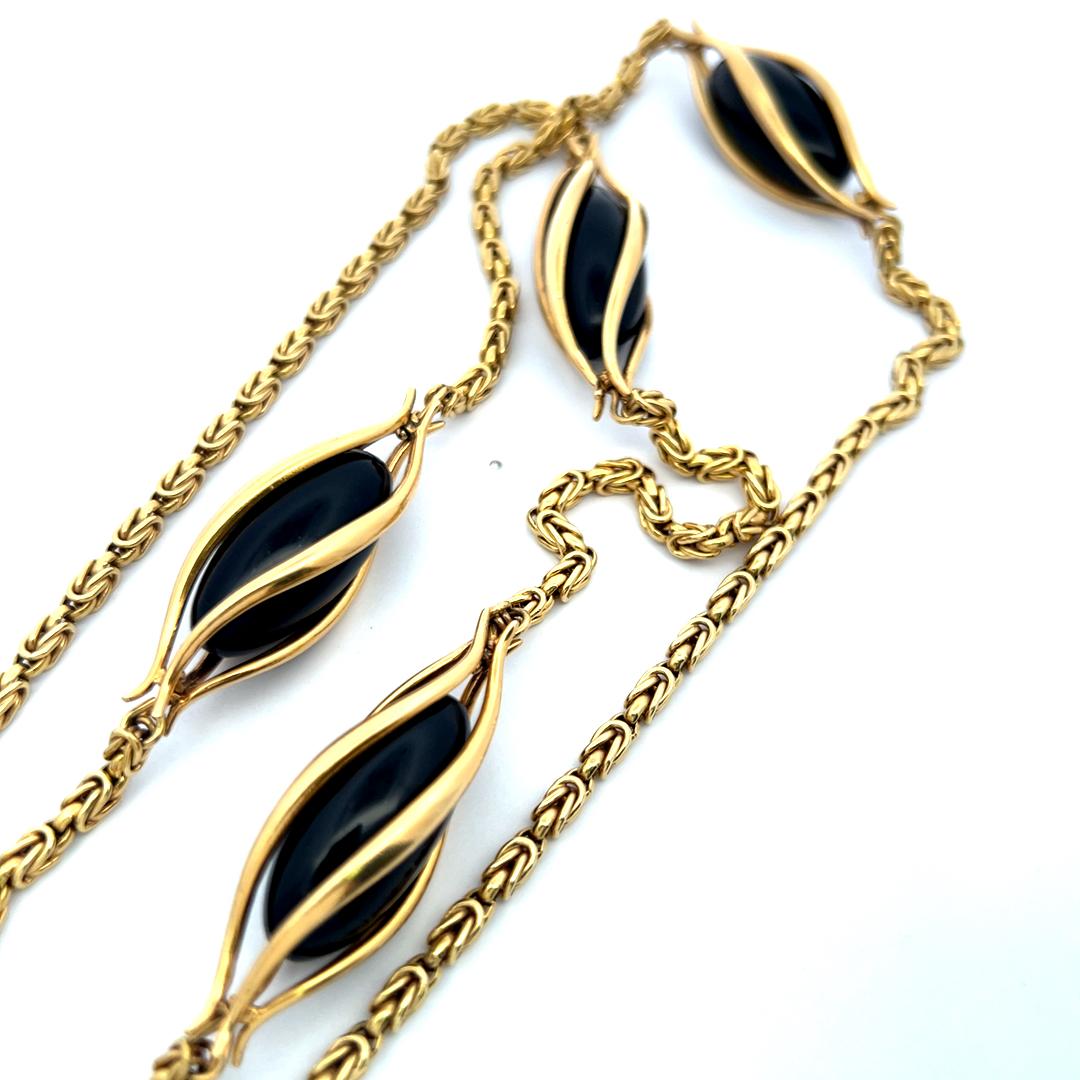 25,70-11,3 MM Onice Vintage 115,60 grammi Collana a catena in oro giallo 18 carati in vendita 5