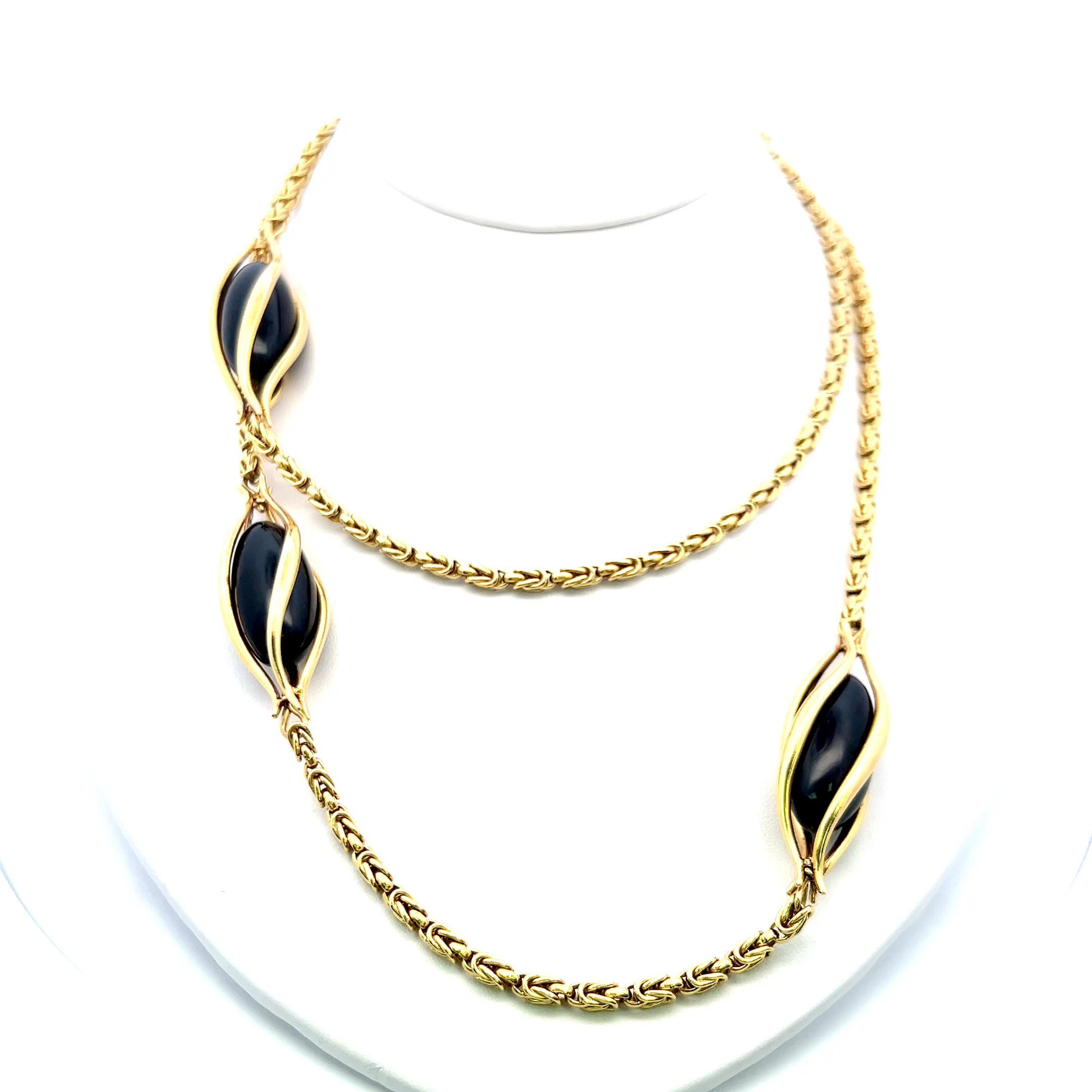 Donna 25,70-11,3 MM Onice Vintage 115,60 grammi Collana a catena in oro giallo 18 carati in vendita