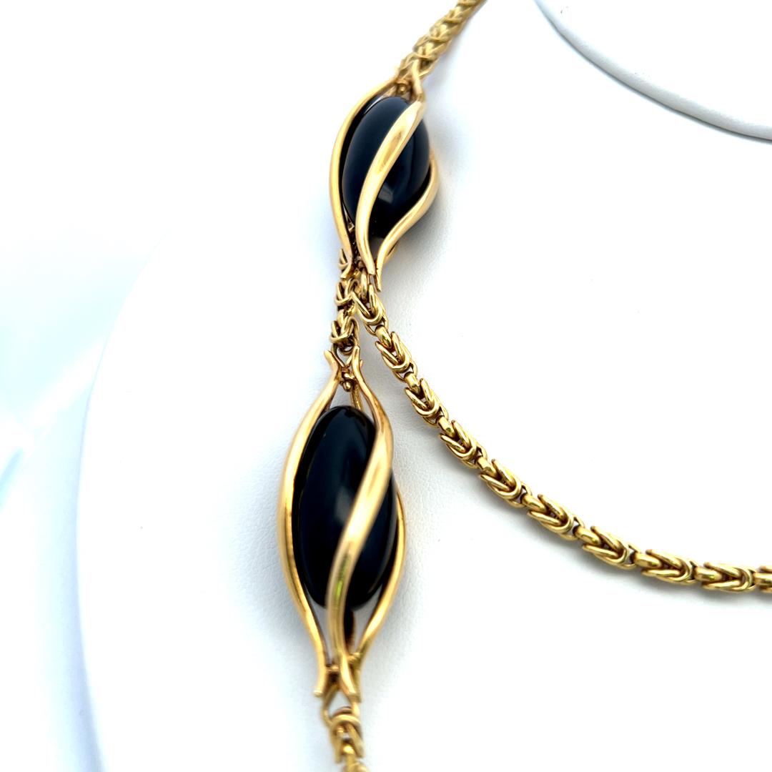 25,70-11,3 MM Onice Vintage 115,60 grammi Collana a catena in oro giallo 18 carati in vendita 1