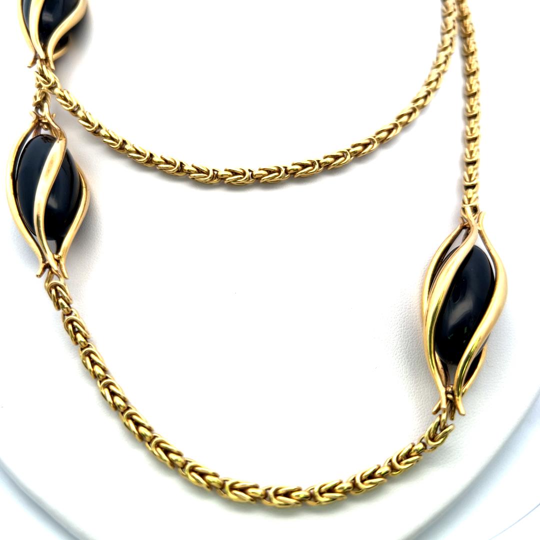 25,70-11,3 MM Onice Vintage 115,60 grammi Collana a catena in oro giallo 18 carati in vendita 3