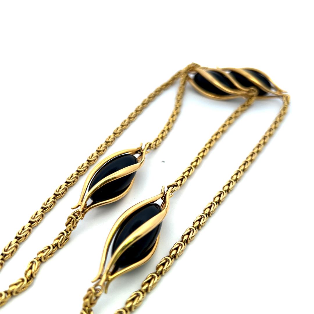 25,70-11,3 MM Onice Vintage 115,60 grammi Collana a catena in oro giallo 18 carati in vendita 4