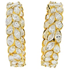 25.70 Carat Luxury Diamond Hoop 14 Karat Yellow Gold Earrings