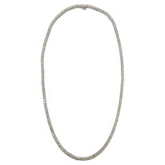 25.70 Carat Round Brilliant Cut Diamond Tennis Necklace 14 Karat White Gold 22''