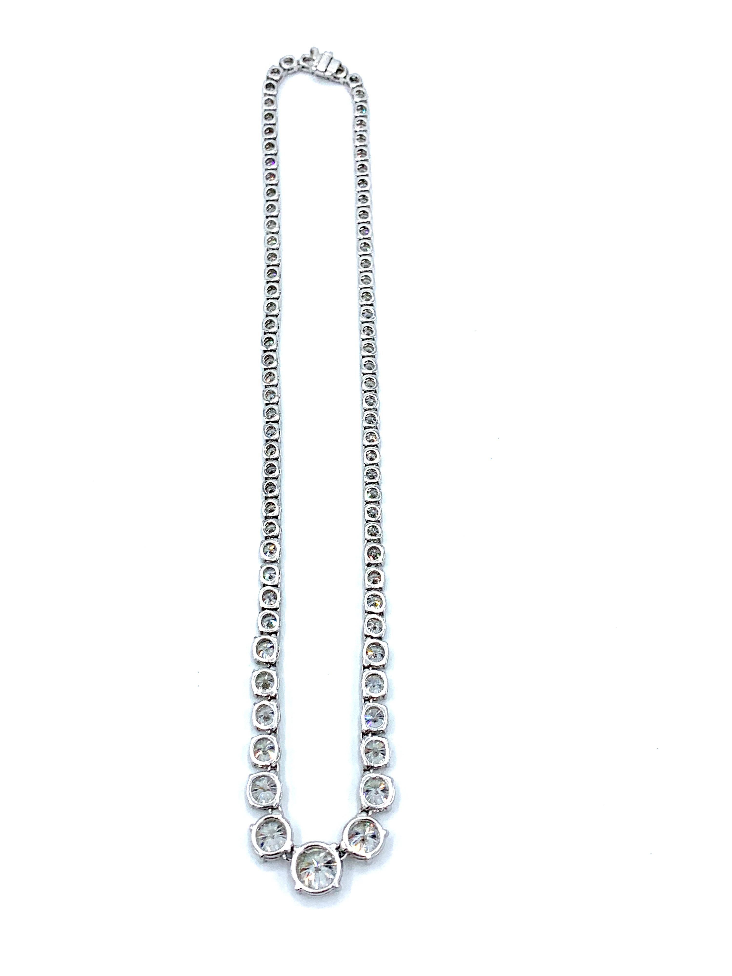 Modern 25.70 Carat Round Brilliant Diamond Riviera Platinum Necklace