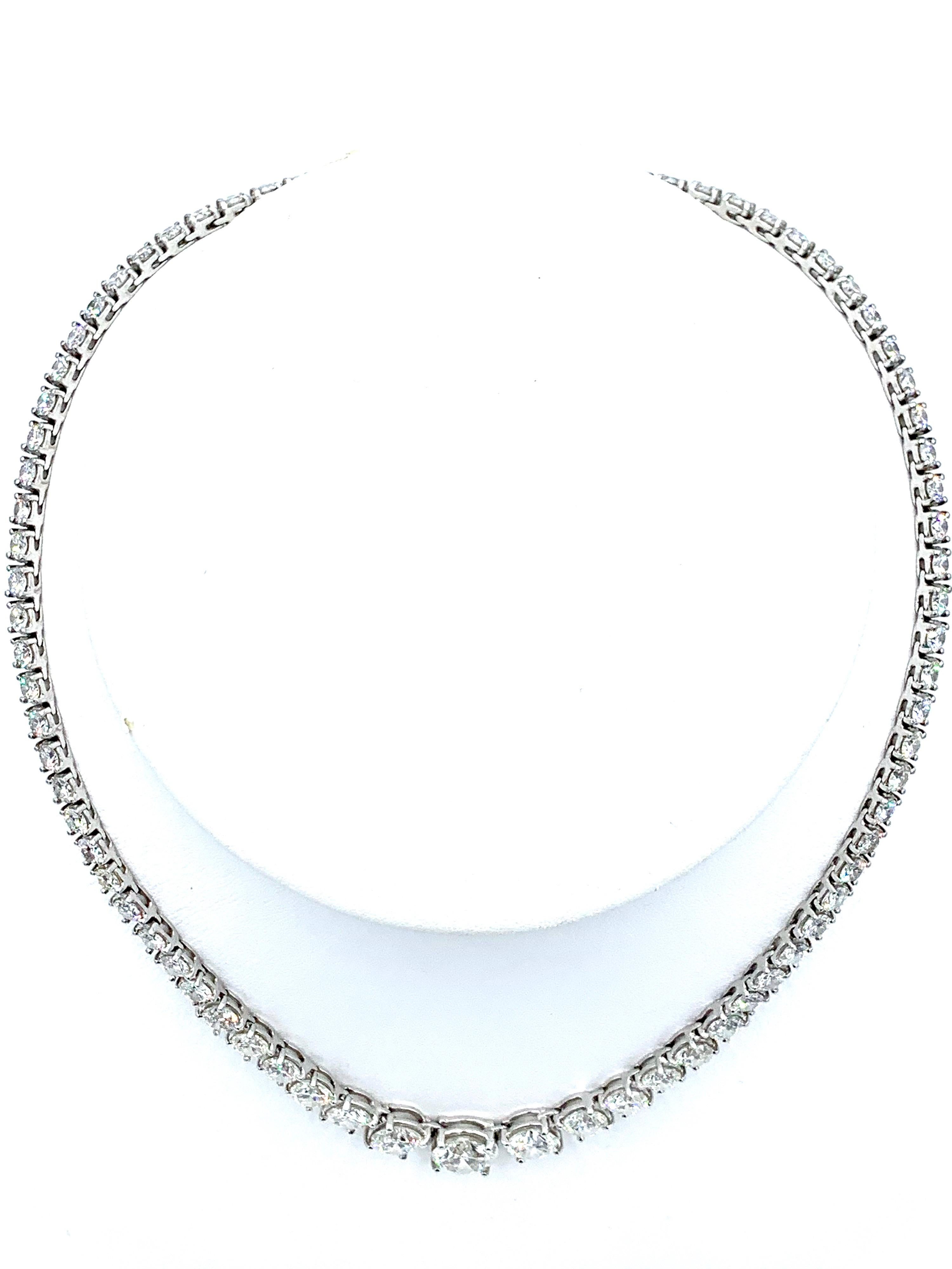 25.70 Carat Round Brilliant Diamond Riviera Platinum Necklace 2