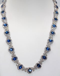 25.73 Carat Ceylon Sapphire Diamond Necklace