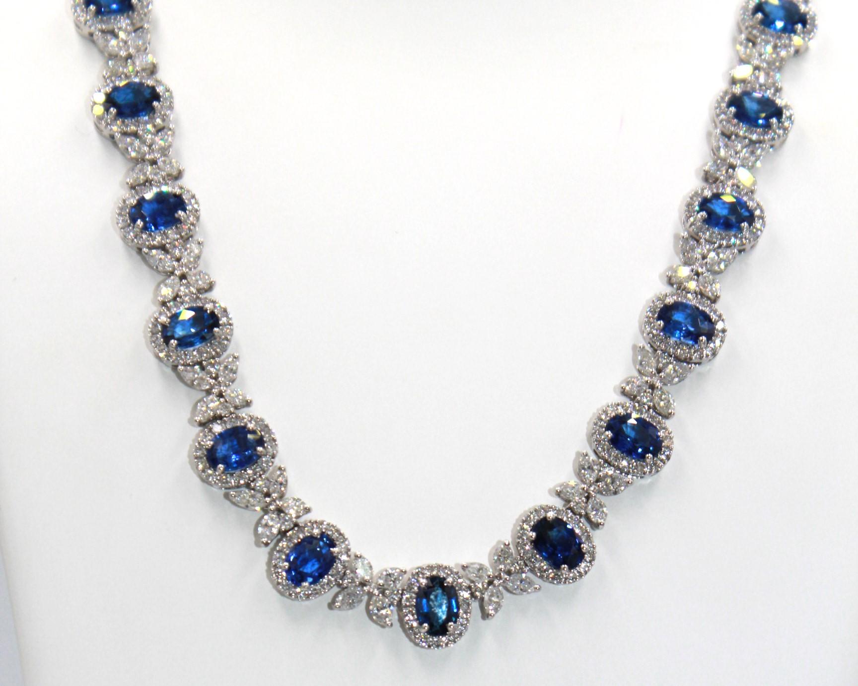 25,73 Karat Ceylon Saphir-Diamant-Halskette im Zustand „Neu“ im Angebot in New York, NY