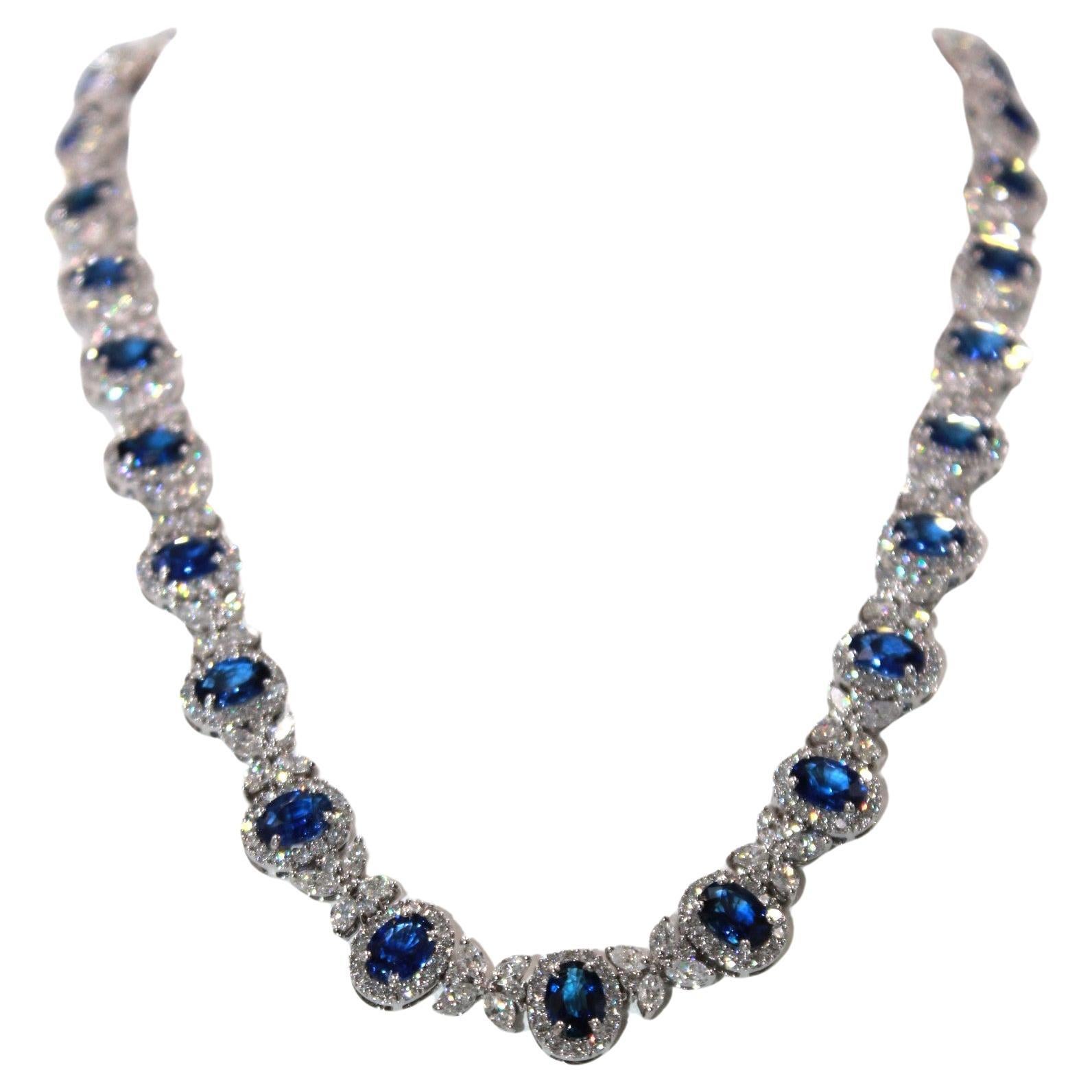 25.73 Carat Ceylon Sapphire Diamond Necklace