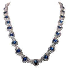 25,73 Karat Ceylon Saphir-Diamant-Halskette