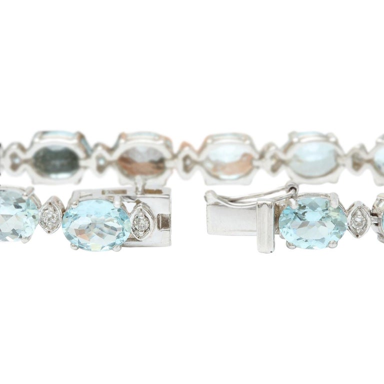 25.75 Carat Aquamarine 18 Karat Solid White Gold Diamond Bracelet For ...