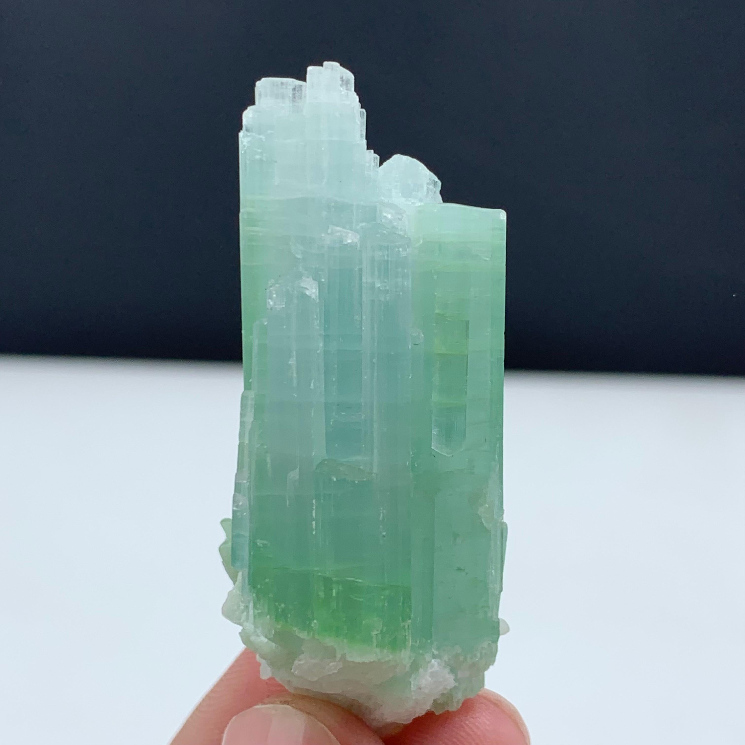 25.75 Gram Pretty Light Green Tourmaline Crystal Bunch from Kunar, Afghanistan  In Good Condition For Sale In Peshawar, PK